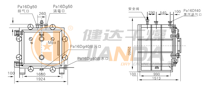 方形靜態真空干燥機結構示意圖 方形靜態真空干燥機結構示意圖